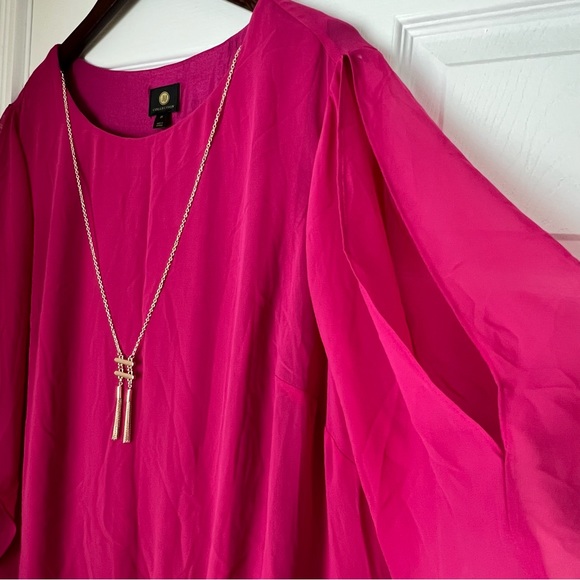 NEW! JM Collection Fuchsia Dressy Top Sz 3X - Picture 4 of 11